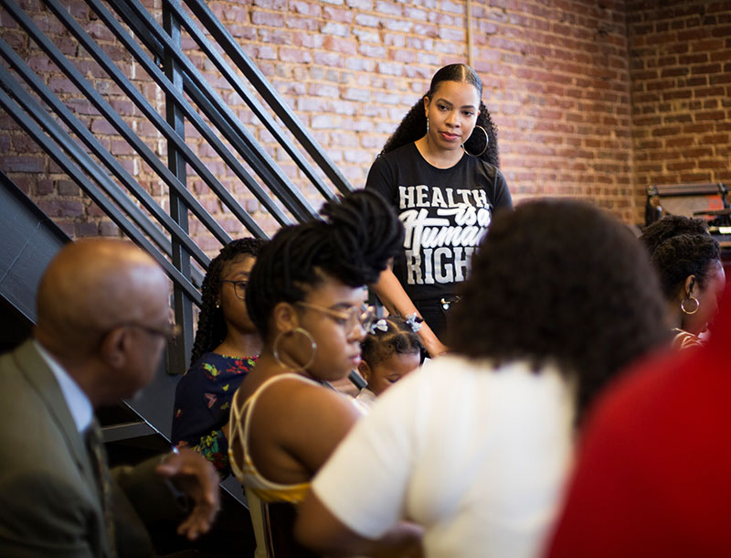 Mercilla Ryan-Harris leads a BLKHLTH Conversation in 2019. (Photo courtesy of Stephen Nowland & Ann Watson)