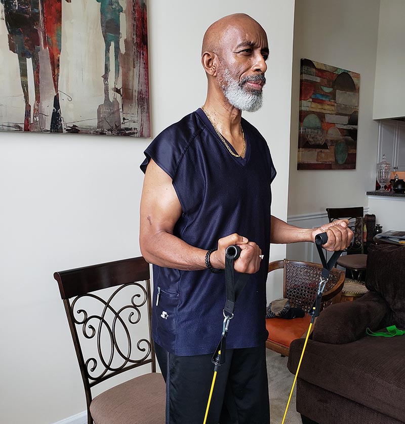 LeCount Holmes resumed his fitness regimen and teaches classes online. (Photo courtesy of Dianne Holmes)